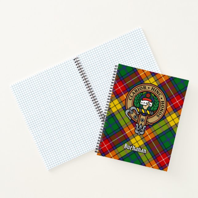 Clan Buchanan Crest over Tartan Notebook (Inside)