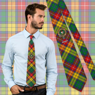 Clan Buchanan Crest over Tartan Tie