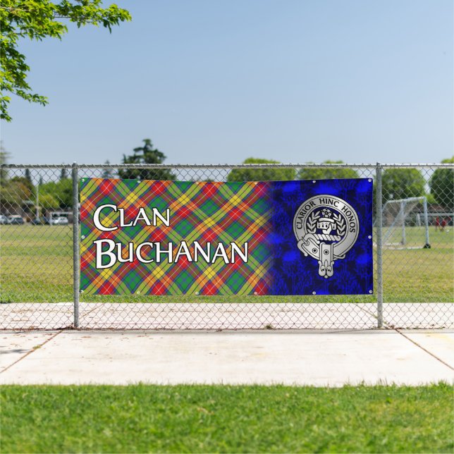 Clan Buchanan Crest & Tartan Banner (Insitu)