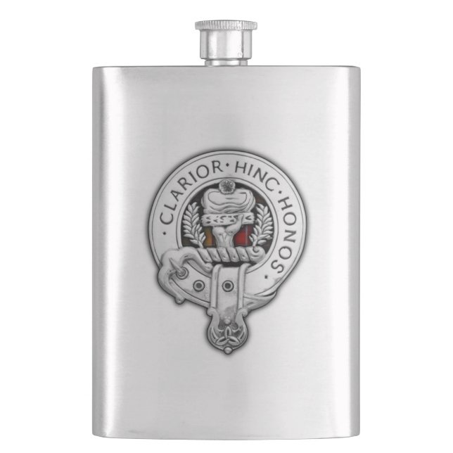 Clan Buchanan Crest & Tartan Hip Flask (Front)