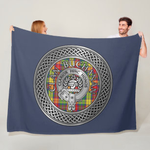 Clan Buchanan Crest & Tartan Knot Fleece Blanket