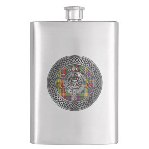 Clan Buchanan Crest & Tartan Knot Hip Flask