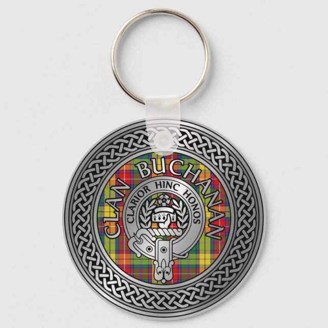 Clan Buchanan Crest & Tartan Knot Key Ring (Front)