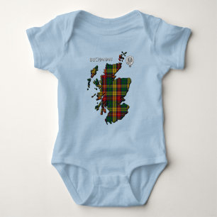Clan Buchanan Crest & Tartan Map Baby Bodysuit
