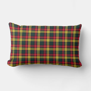 Clan Buchanan Green, Yellow, and Red Tartan Lumbar Cushion