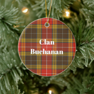 Clan Buchanan Old Set Weathered Tartan Ceramic Ornament