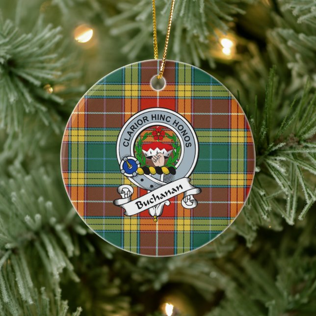 Clan Buchanan Old Sett Badge Tartan Plaid Ceramic Ornament (Tree)