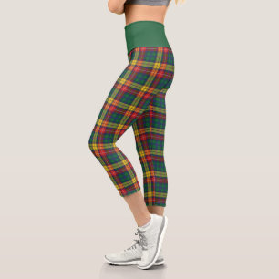 Clan Buchanan Plaid Red Green Yellow Capri Leggings