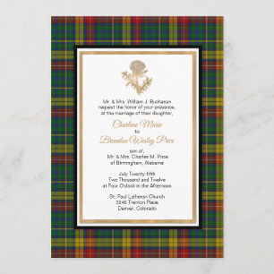 Clan Buchanan Plaid Thistle Wedding Invitation