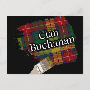 Clan Buchanan Scottish Tartan Paint Brush Postcard