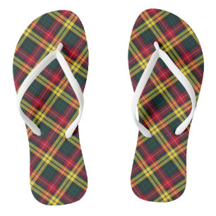 Clan Buchanan Tartan Red, Yellow and Green Plaid Thongs
