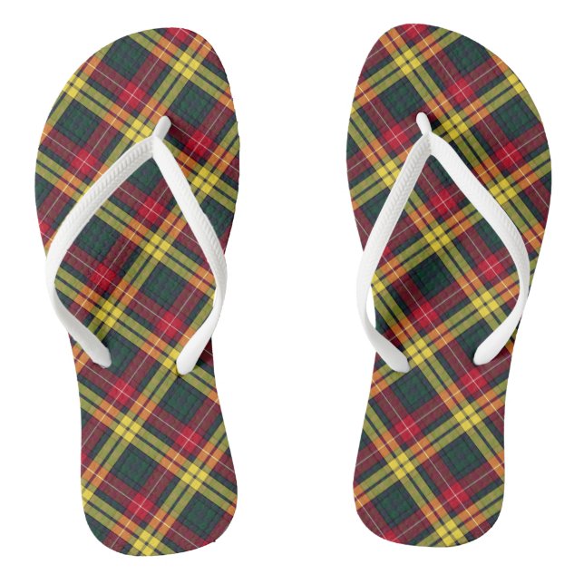 Clan Buchanan Tartan Red, Yellow and Green Plaid Thongs (Footbed)