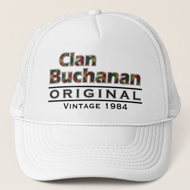 Clan Buchanan Vintage Customise Your Birthyear Trucker Hat (Front)