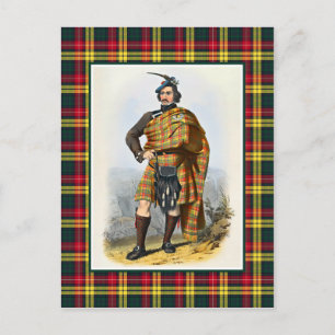 Clan Buchanan Vintage Illustration Tartan Frame Postcard