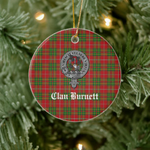 Clan Burnett Crest Badge & Tartan Ceramic Ornament