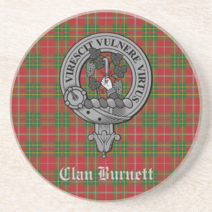 Clan Burnett Crest Badge & Tartan Coaster