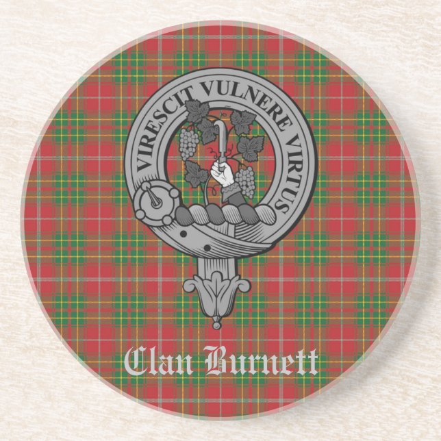 Clan Burnett Crest Badge & Tartan Coaster (Front)