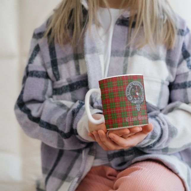 Clan Burnett Crest Badge & Tartan  Coffee Mug (Creator Uploaded)