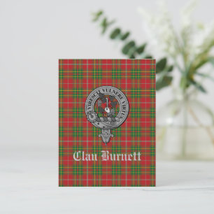 Clan Burnett Crest Badge & Tartan Postcard