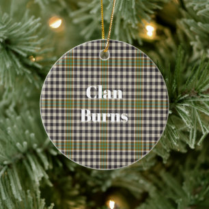 Clan Burns Check Tartan Ceramic Ornament
