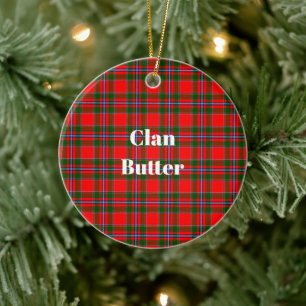 Clan Butter Check Tartan Ceramic Ornament