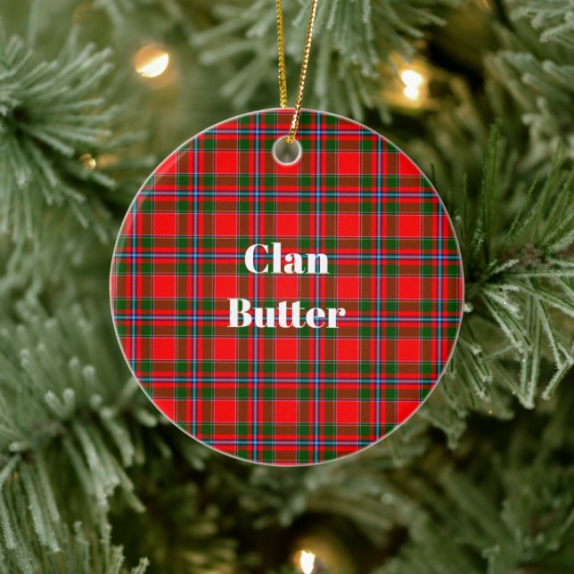 Clan Butter Check Tartan Ceramic Ornament (Tree)