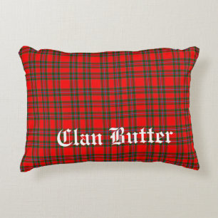 Clan Butter Tartan and Custom Text Decorative Cushion
