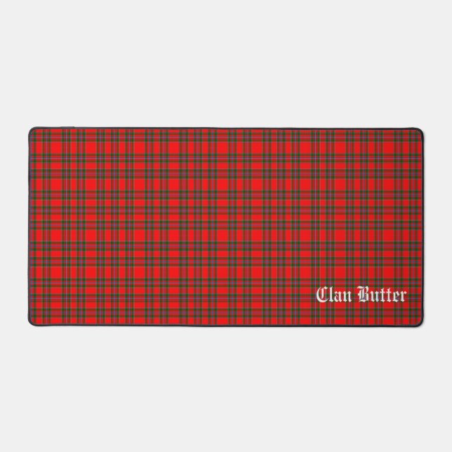 Clan Butter Tartan and Custom Text Desk Mat (Front)