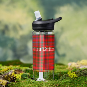 Clan Butter Tartan and Custom Text   Water Bottle