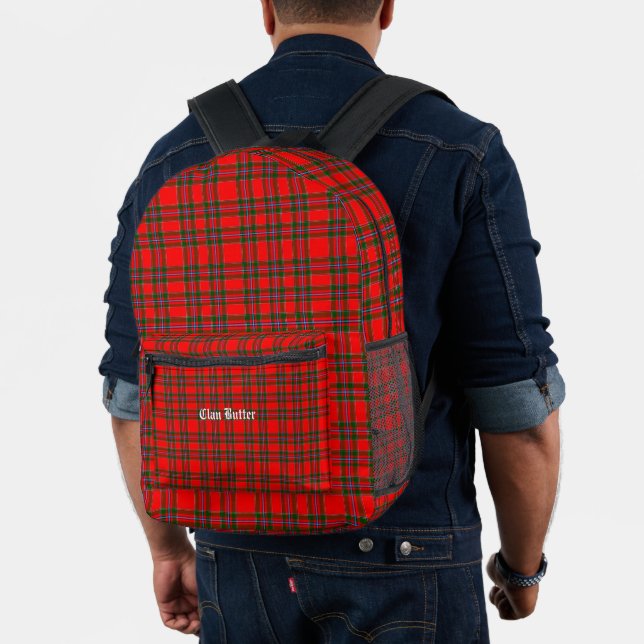 Clan Butter Tartan Personalised Printed Backpack (Insitu (Model))