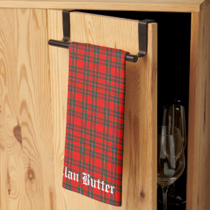 Clan Butter Tartan Personalized Tea Towel