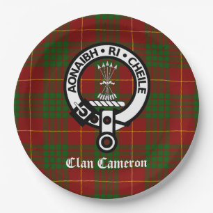 Clan Cameron Crest and Tartan Paper Plate