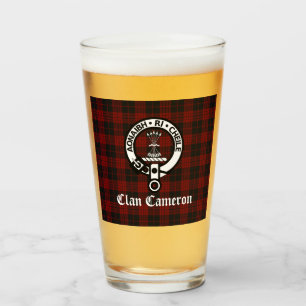 Clan Cameron Crest Badge & Tartan  Glass