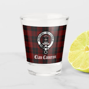 Clan Cameron Crest Badge & Tartan Shot Glass