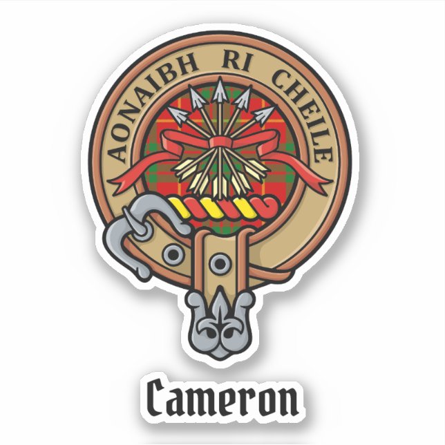 Clan Cameron Crest over Tartan (Front)