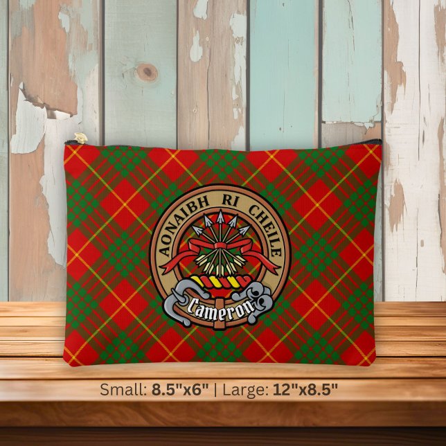 Clan Cameron Crest over Tartan Accessory Pouch (Creator Uploaded)