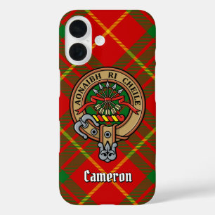 Clan Cameron Crest over Tartan iPhone 16 Case