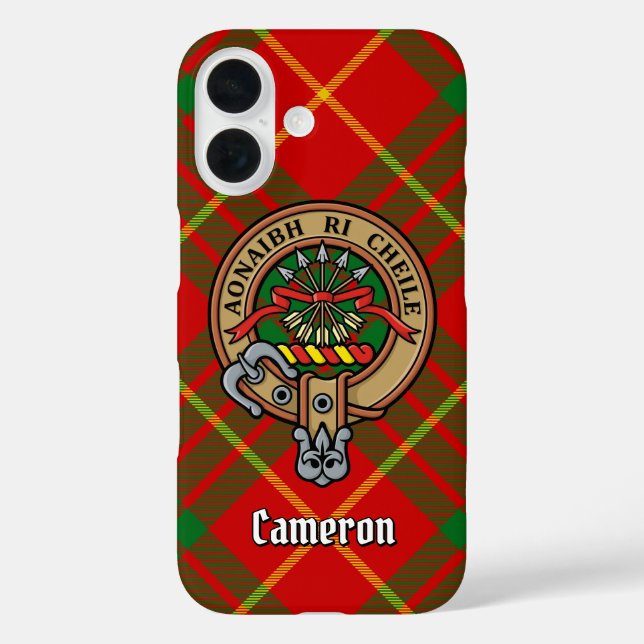 Clan Cameron Crest over Tartan Case-Mate iPhone Case (Back)