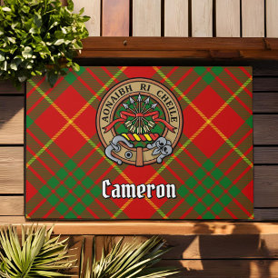 Clan Cameron Crest over Tartan Doormat