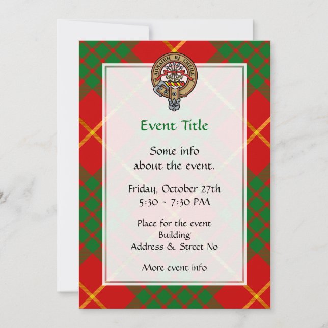 Clan Cameron Crest over Tartan Invitation (Front)