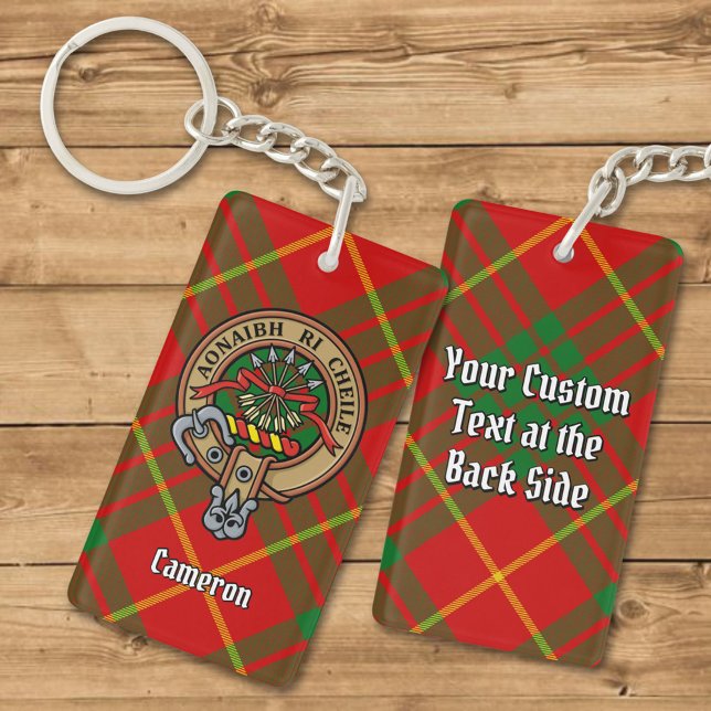 Clan Cameron Crest over Tartan Key Ring (Creator Uploaded)