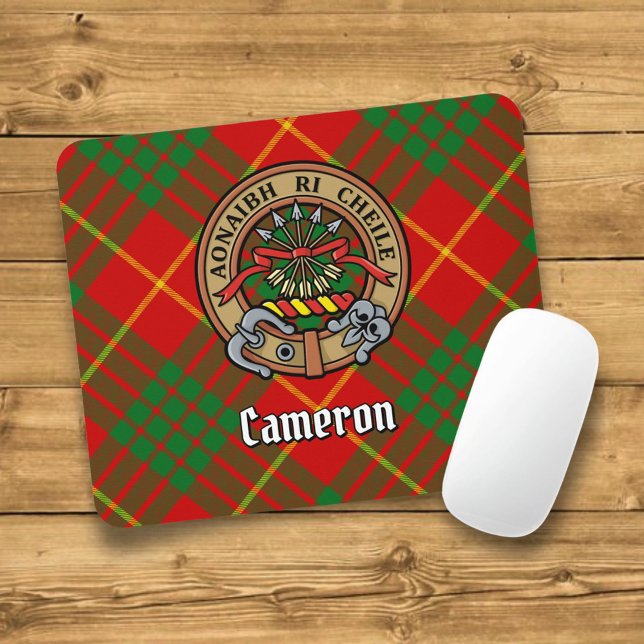 Clan Cameron Crest over Tartan Mouse Pad (Creator Uploaded)