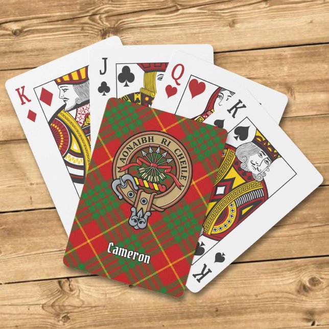 Clan Cameron Crest over Tartan Playing Cards (Creator Uploaded)