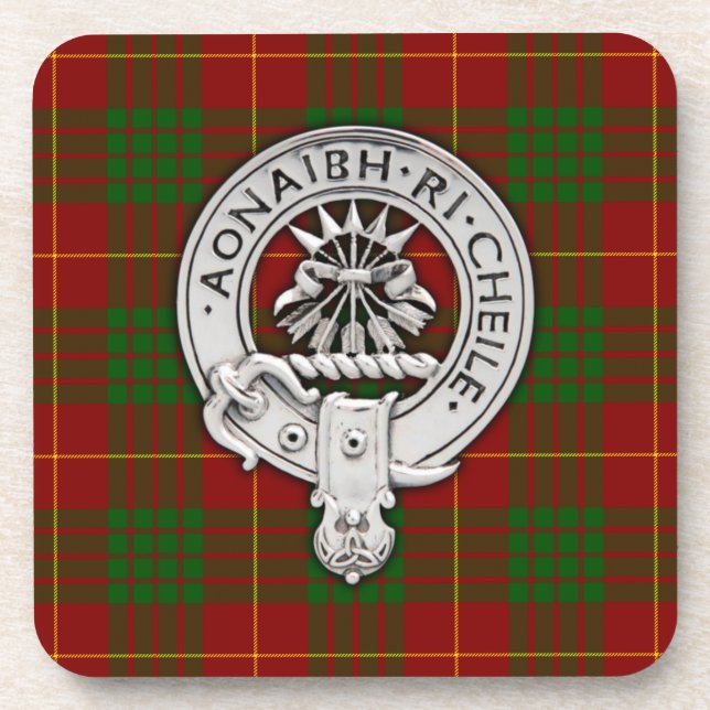 Clan Cameron Crest & Tartan Coaster (Front)