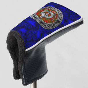 Clan Cameron Crest & Tartan Knot on Thistle Golf Head Cover