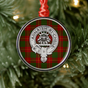 Clan Cameron Crest & Tartan Metal Ornament