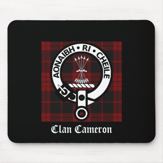 Clan Cameron Crest & Tartan Mouse Pad (Front)