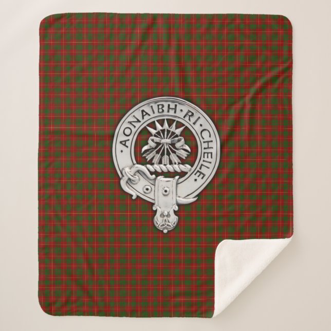 Clan Cameron Crest & Tartan Sherpa Blanket (Front)