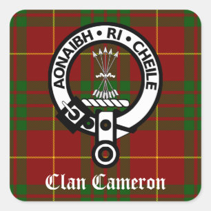 Clan Cameron Crest & Tartan Square Sticker