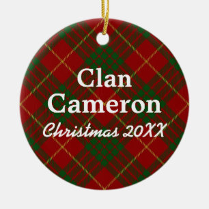 Clan Cameron Scottish Tartan Ceramic Tree Decoration